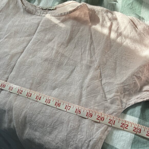 Francesca Bettini Linen Blouse Womens M Pink Eyelet Made in Italy Boho Lagenlook - Picture 7 of 8